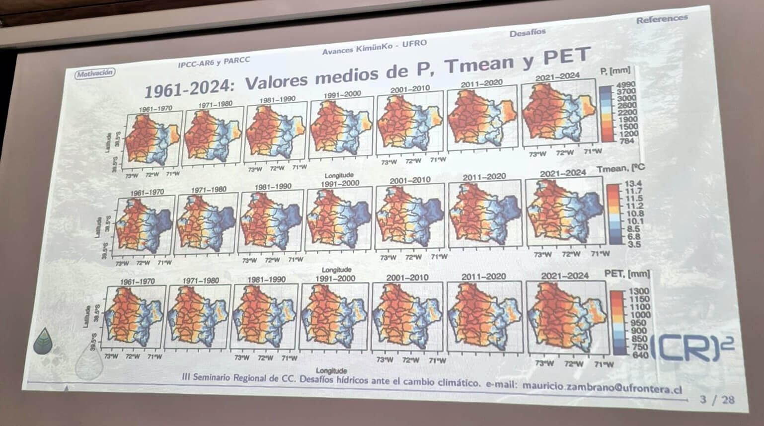 Diapositiva de la presentación Hacia una Araucanía resiliente: desafíos hı́dricos ante el cambio climático